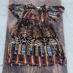 Multicolor Animal Print Women's Dress w pockets moomoo